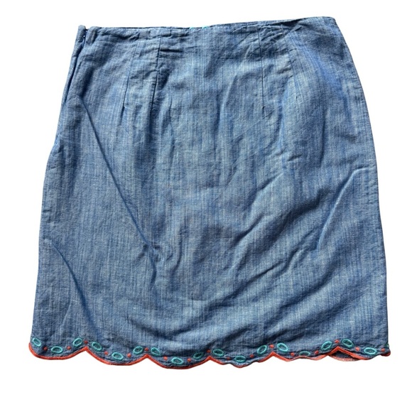 Talbots Women's Floral A-Line Linen Blend Knee Length Skirt Blue Size 4 Casual - Picture 7 of 10